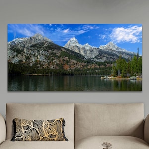 Wyoming Tetons wall art print, Taggart lake Teton national park photo, Grand Teton alpine lake picture, Teton wilderness nature photography