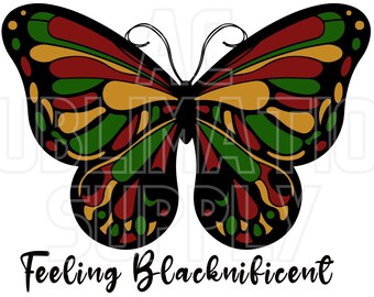 Ready to Press Sublimation Transfers | Up to 13&quot; x19&quot; | Feeling Blacknificent | Juneteenth 1865 | Black History | Heritage | Butterfly