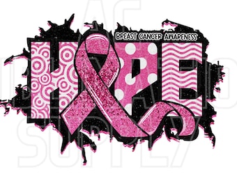 Ready to Press Sublimation Transfers | Up to 13&quot; x19&quot; | Breast Cancer Awareness Hope | Awareness | Pink Ribbon | Colorful Sublimation
