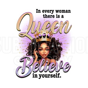 Archivo PNG / En cada mujer hay una reina / Americanos negros / Archivos de letras en blanco y negro / 300dpi / Sublimación / DTF / Transparente