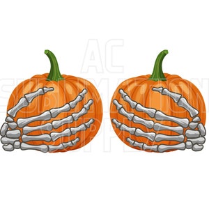 Ready to Press Sublimation Transfers | Up to 13&quot; x19&quot; | Skeleton Hands Holding Pumpkins | Halloween | Funny | Pumpkin | Fall | Sublimation