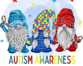 Ready to Press Sublimation Transfers | Up to 13&quot; x19&quot; | Autism Awareness Gnomes | Autism | Puzzle Piece | Awareness | Understanding | Causes