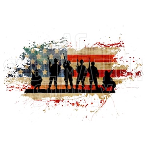 Transferts de sublimation prêts à l&#39;emploi | Jusqu&#39;à 13&quot; x19&quot; | Drapeau américain | Troupes | Soldats | Journée des anciens combattants | Jour de l&#39;Indépendance | 4 juillet