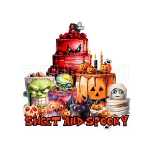Ready to Press Sublimation Transfers | Up to 13&quot; x19&quot; | Sweet and Spooky | Cute Halloween | Halloween Group | Trick or Treat | Desserts