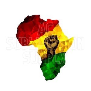 Ready to Press Sublimation Transfers | Up to 13&quot; x19&quot; | Africa with Fist | Juneteenth | Black History | African American | African Heritage