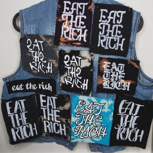 Eat the Rich Unique Handpainted DIY Punk Patch | Multiple Designs