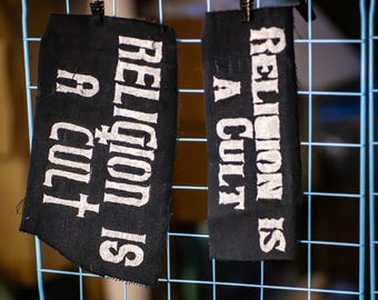 Religion is a Cult | PUNK PATCHES | Handpainted | Multiple Designs | Customizable