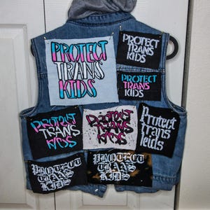 Protect Trans Kids Unique Handpainted DIY Punk Patch | Multiple Designs