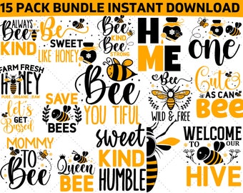 Bee Bundle svg, Honey Bee svg, Bee PNG bee kind svg, Layered, Bee cricut files, Bee cut files Bee Bundle SVG 15 designs Silhouette Cut File