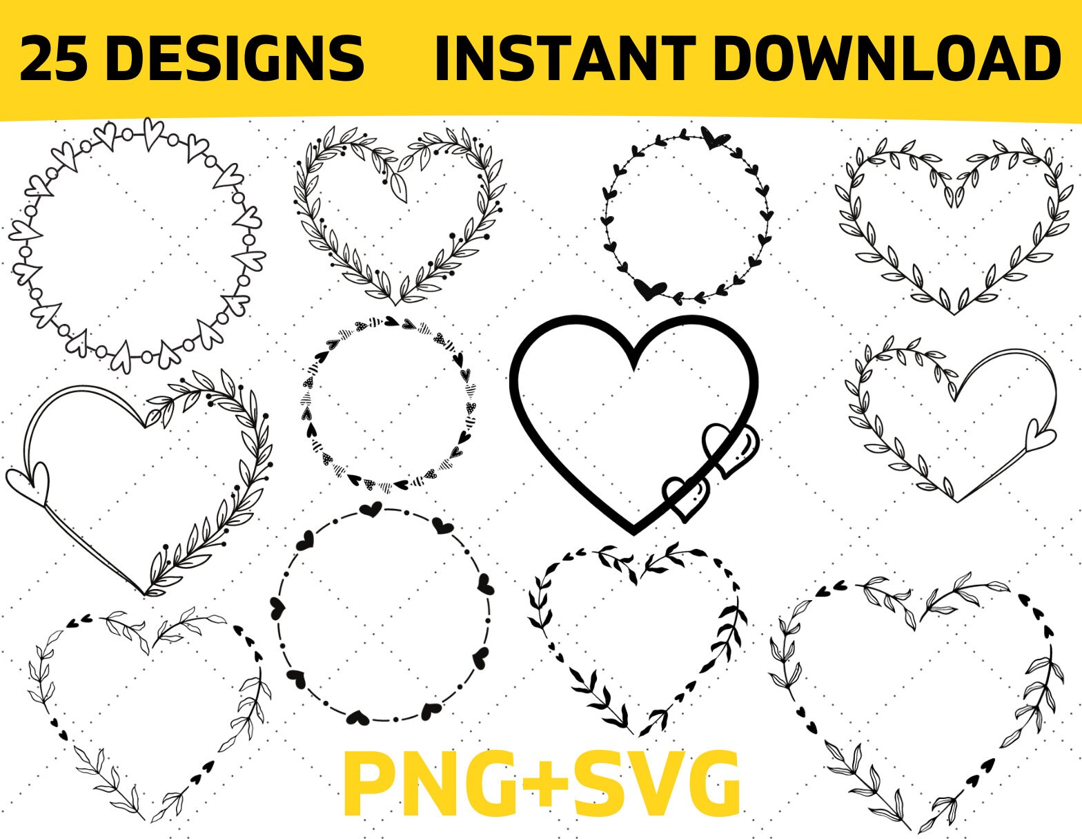 Heart Wreath SVG Bundle, Floral Wreath SVG, Wreath SVG, Valentine ...