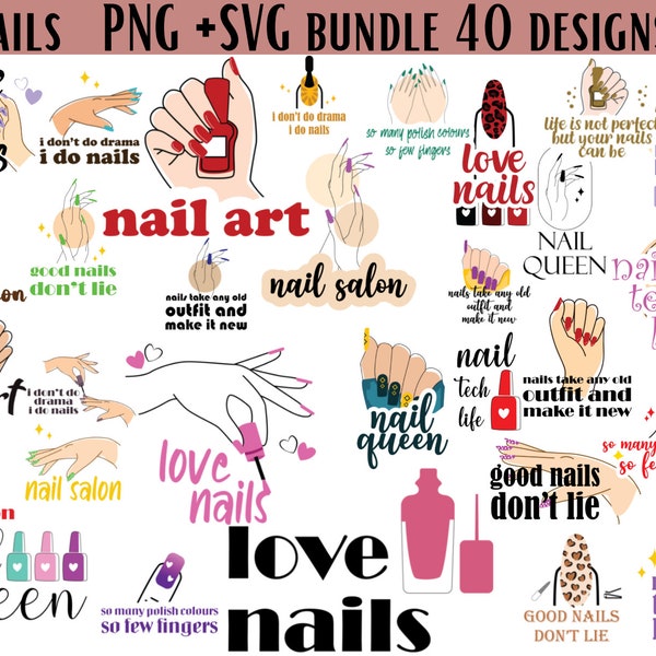 Nail art SVG bundle, Girl Hand svg, Nail art Cut file, Nail tech svg,Nail Polish svg, Nail svg, Manicure svg,Fashion svg