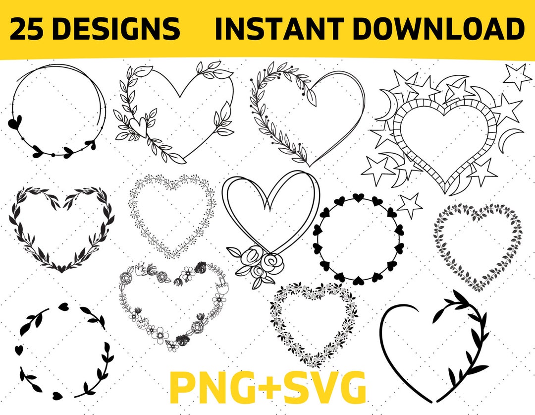 Heart Wreath SVG Bundle, Floral Wreath SVG, Wreath SVG, Valentine ...