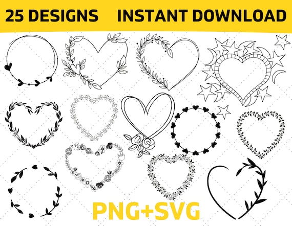 Heart Wreath SVG Bundle Floral Wreath SVG Wreath SVG - Etsy