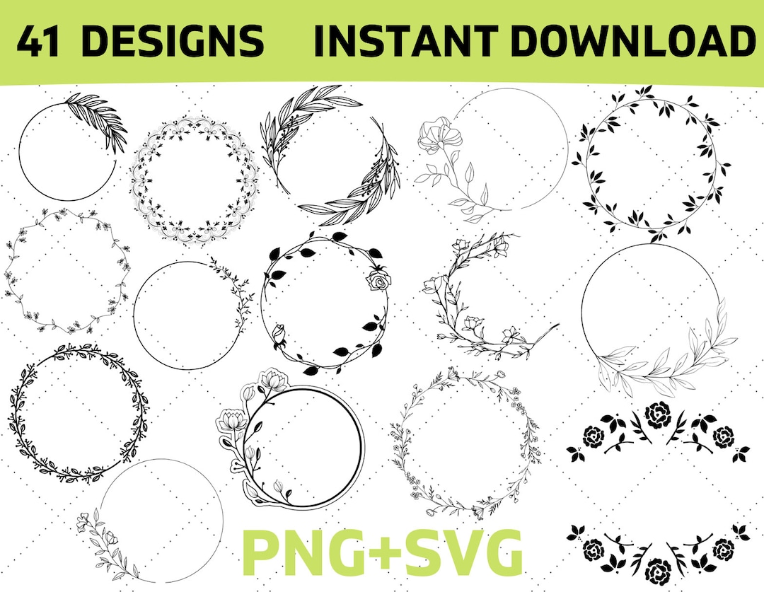 Wreath Svg Bundle, Circle Svg Bundle, Floral Wreath Heart Laurel Wreath ...