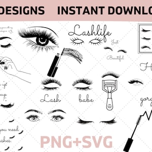 Lashes quotes SVG bundle, eyelashes svg, lash boss t shirt svg cricut svg, mascara silhouette SVG & PNG