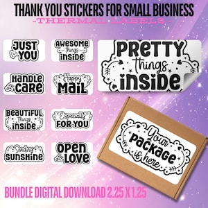 Hand lettered Thermal Printer label bundle , Small business packaging, thank you stickers png mail stickers packaging stickers rollo printer