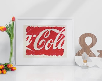 AFDRUKBAAR pop-art schilderij | Coca Cola-pop-art | Muurdecoratie | Coca Cola-slogan