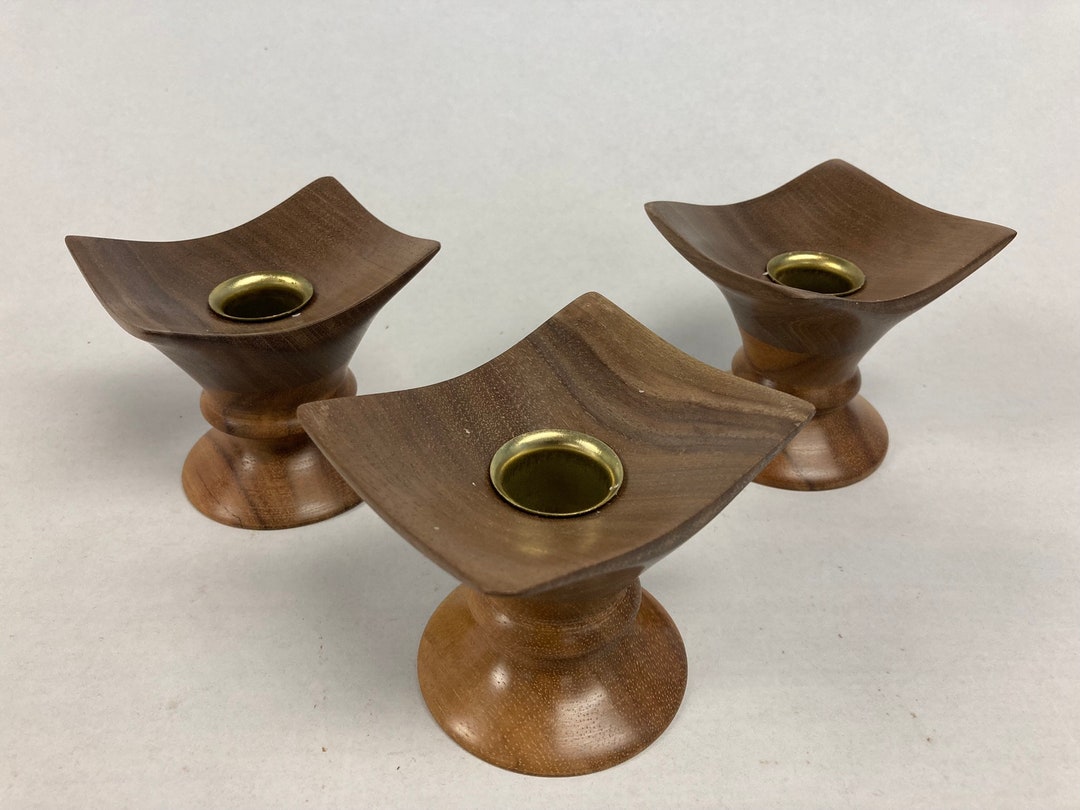 Walnut and Hawaiian Koa Candle Holders One Remaining Etsy