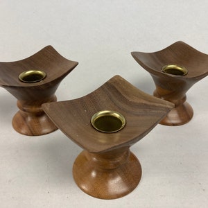 Walnut and Hawaiian Koa candle holders — one remaining