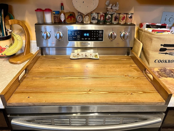 Stove top cover wood-noodle board-electric stove cover-kitchen decor-w