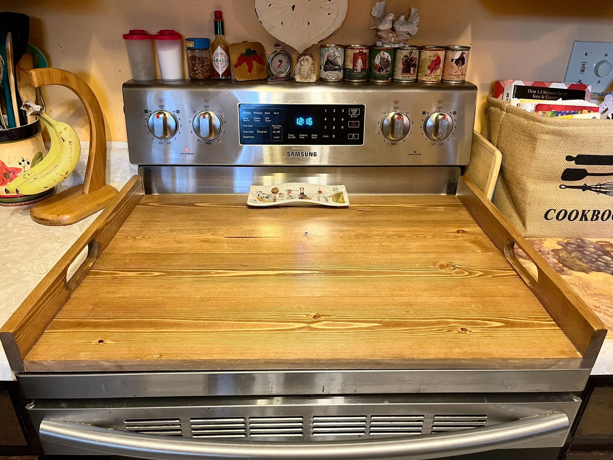 Wooden Stovetop Cover With Built in Handles Noodle Board, Stovetop Cover  With Handles, Electric Stove Cover 