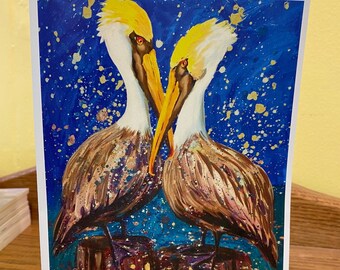 Set of 10 cards “Love Birds” from the original acrylic by Gail Cleveland