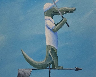 Tee Time Alligator Weathervane Print