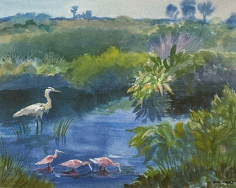 Everglades Great Blue Heron Spoonbills