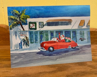 Set of 10 cards “Santa’s Temptation” from the original watercolor by Gail Cleveland