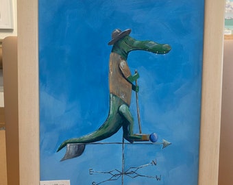 Croquet Winner, Boca Grande Croquet Club, Original Acrylic Painting by Rebecca Cleveland 8x10