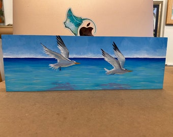 Royal Turns, Original Acrylic Painting by Rebecca Cleveland 4x12