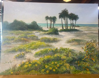 Beach Palms, Boca Grande, Original Oil Painting by Wini Smart 30x40