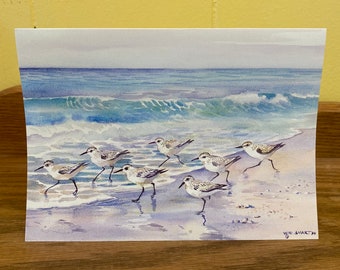 Set of 10 vintage cards “Sanderlings” from the original watercolor by Wini Smart
