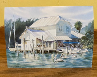 Set of 10 vintage cards “Whiddens Marina” from the original watercolor by Wini Smart