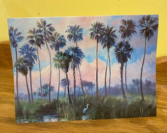 Set of 10 vintage cards “White Heron” from the original watercolor by Wini Smart