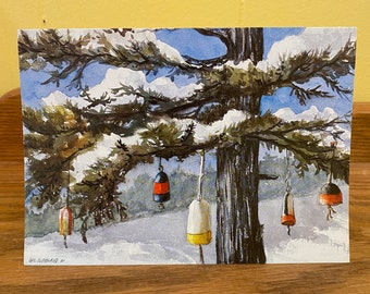 Set of 10 cards “Buoy Tree” from the original watercolor by Gail Cleveland
