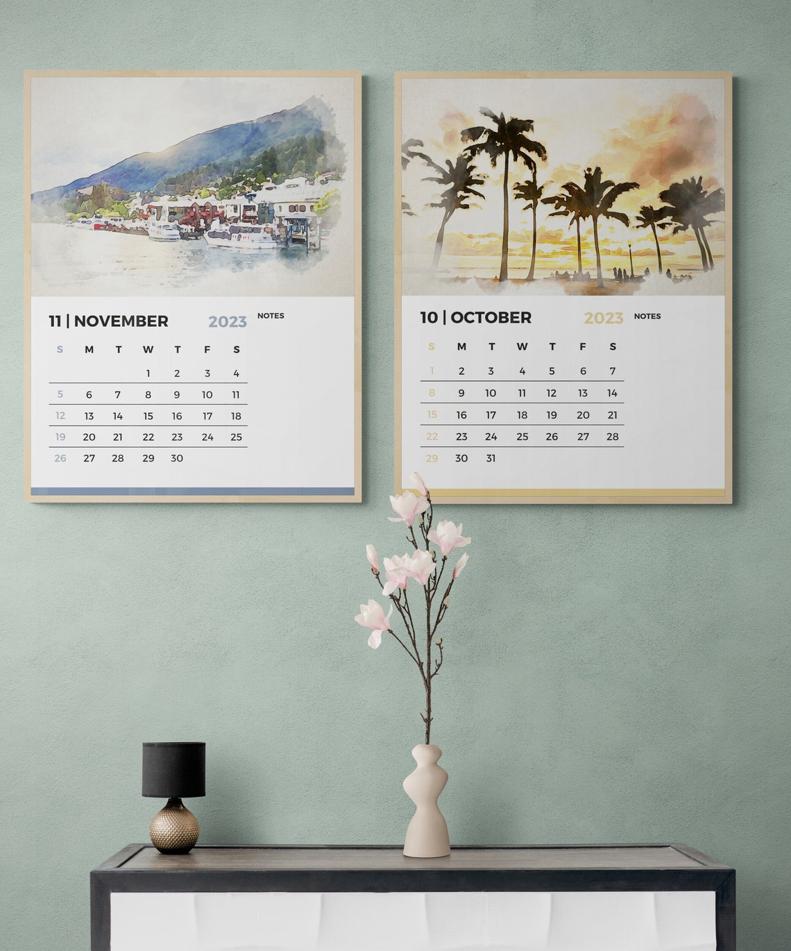 2023 Printable Travel Wall Calendar Digital Download, International
