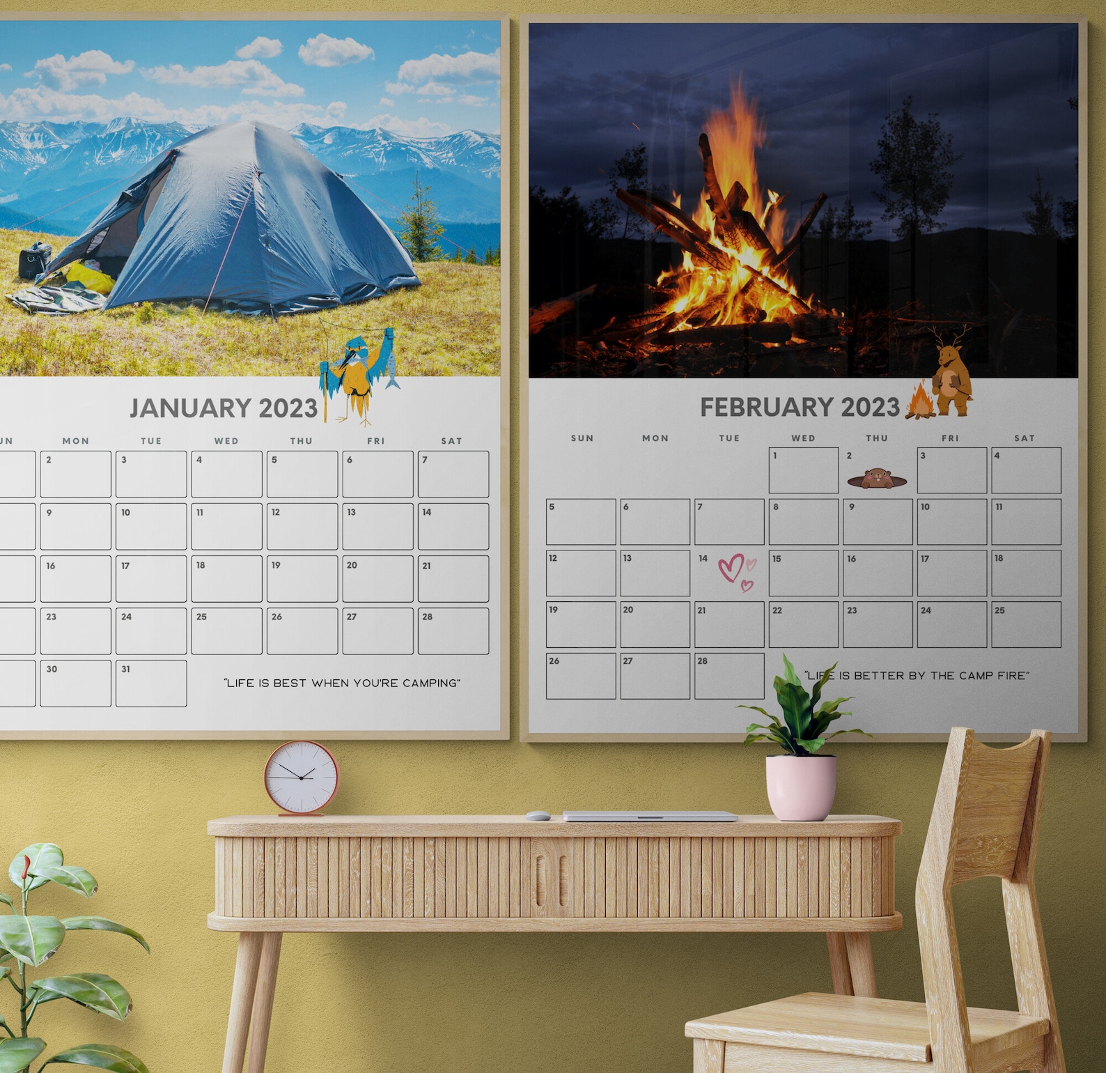 2023 Printable Camping Wall Calendar Digital Download Etsy