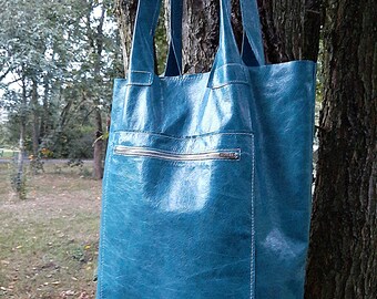 Bolso shopper asa turquesa azul petróleo Bolso grande XL