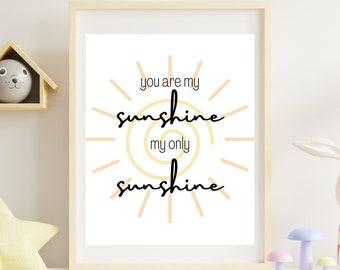 You Are My Sunshine nursery decor digital download