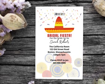 Fiesta Bridal shower invites digital download using canva