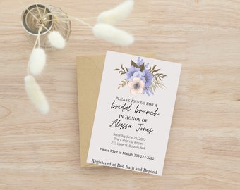 Floral Bridal Brunch Invite, digital download, electronic bridal shower invite
