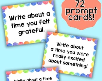 Writing Prompt Cards, 72 Creative Ideas (PDF Download)