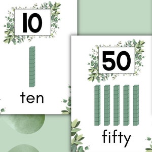 Eucalyptus Math Posters: Multiples of 10, Classroom Decor (PDF)