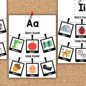 Vowel Posters Long and Short Vowel Posters Letter Sound Signs for Classroom or Learning Space Phonics Educational Posters Reading Decor