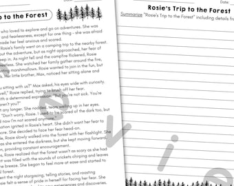 Reading Comprehension Passages and Summarizing Worksheets (PDF)