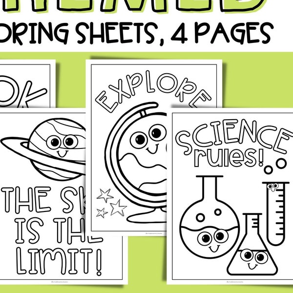 Science Coloring Pages Globe Beaker Planet Cartoon Coloring Pages for Kids Teens and Adults Science Printable Activity Science Bulletin Art