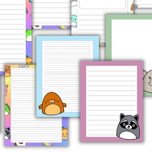 Papel de escribir Squishmallow / Set imprimible de 52 páginas (PDF)
