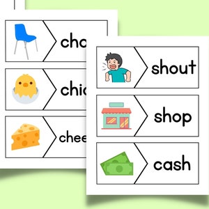 二重音字フラッシュカードマッチングゲーム：フォニックスアクティビティ（PDF）