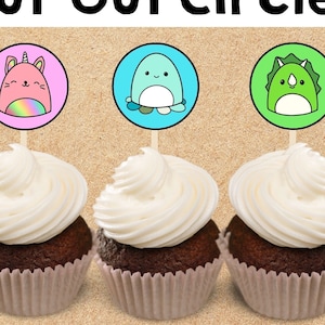 Squishmallow Cupcake Toppers Cut-Out Circles DIGITAL DOWNLOAD Clip Art Squishmallow Party Decor Kids Squishmallow Party Decor Squishmallows